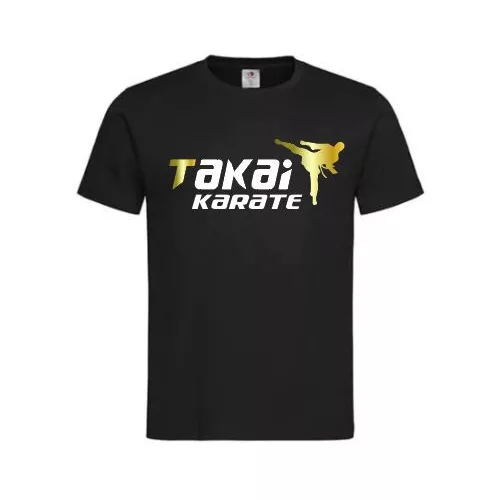 TAKAI Karate pamut póló arany-fehér mintával