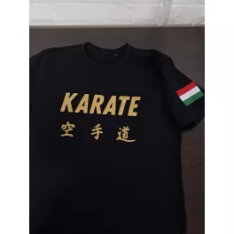 Arany Karate feliratos póló, magyar zászlóval