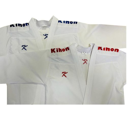 Karate ruha - Piros-kék vállhímzéses Kumite Gi szett - KIHON - WKF approved