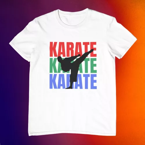 Karate mintás póló - fehér /fekete